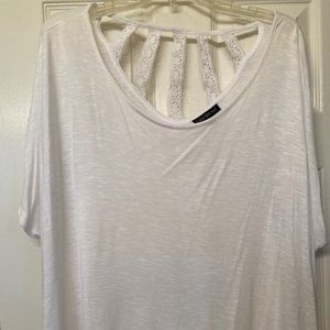 Lane Bryant Sheer Top with Cut Lace Back - White Size 18/20